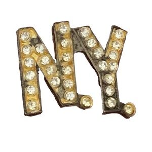 Antique N.Y. pin Brooch Rhinestone Jeweled New York City Drama Theatre Jewelry